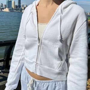 BRANDY MELVILLE CRYSTAL HOODIE - WHITE